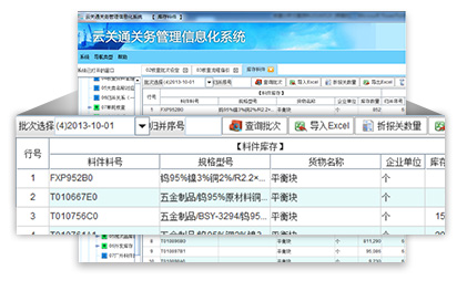 云关通海关核查分析采用料号级管理